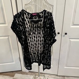 Black cut out lace cover up - great for tanks Black cut out lace cover up -